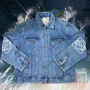 Loewe Denim Jacket with White Script Sleeve Detail